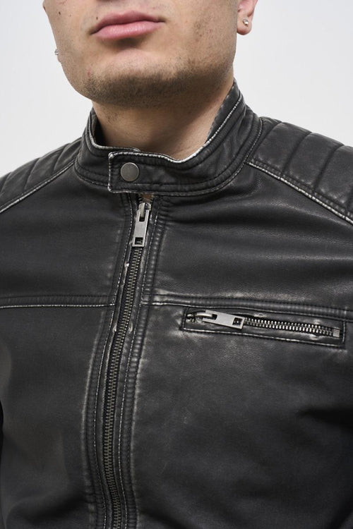 Giubbotto uomo biker nero - 2