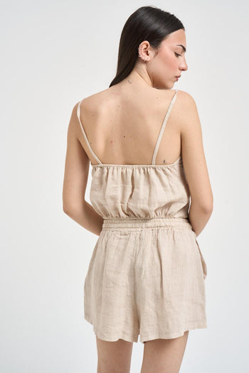 Top donna in lino ecru - 4