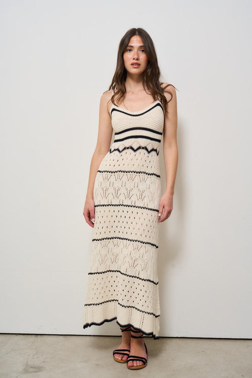 Abito donna lungo crochet panna