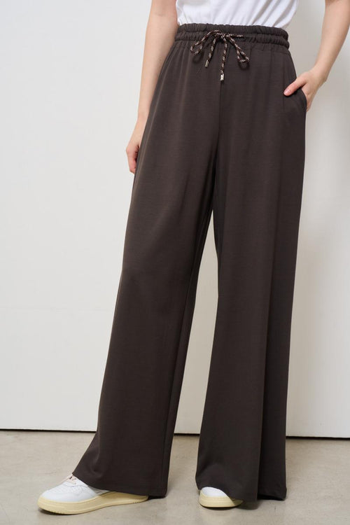 Pantaloni donna marrone a palazzo - 2