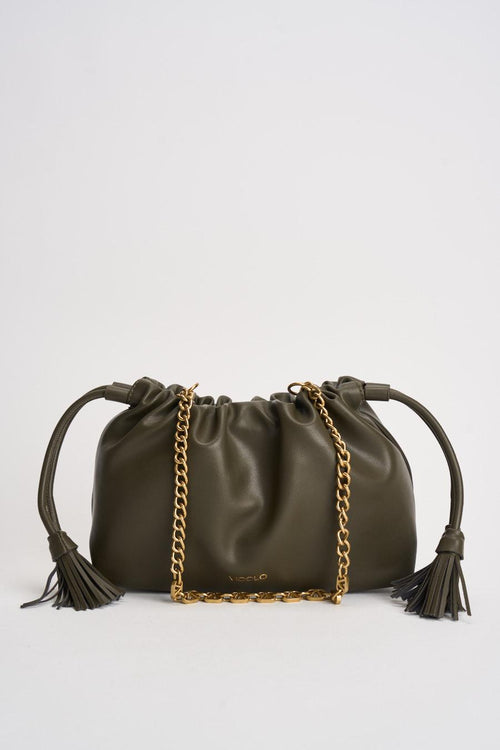 Borsa donna in ecopelle verde militare