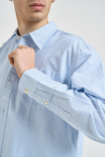 Camicia uomo a righe celeste - 4
