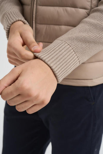 Piumino uomo con manica in maglia beige - 4