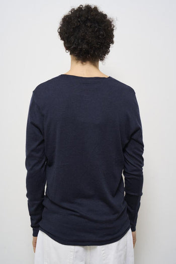 Men's blue crew neck sweater - 3