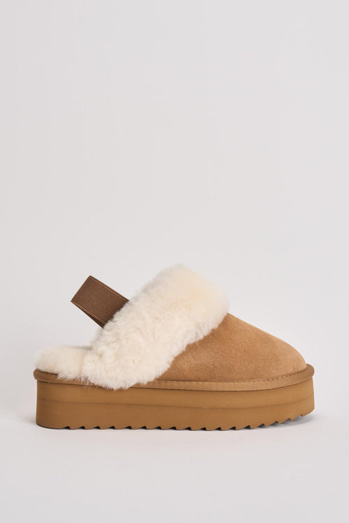 Slipper donna platform cammello