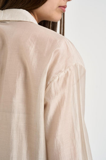 Camicia donna beige semi trasparente - 4