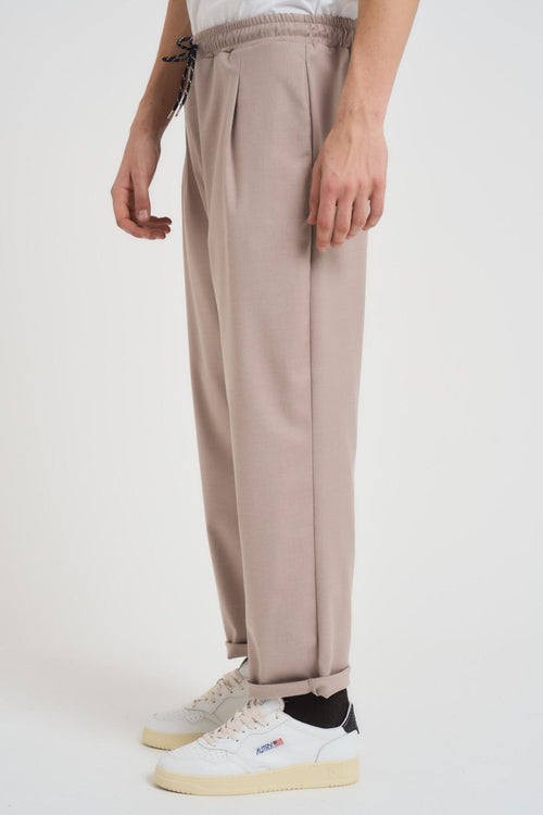 Pantalone uomo con elastico beige - 2