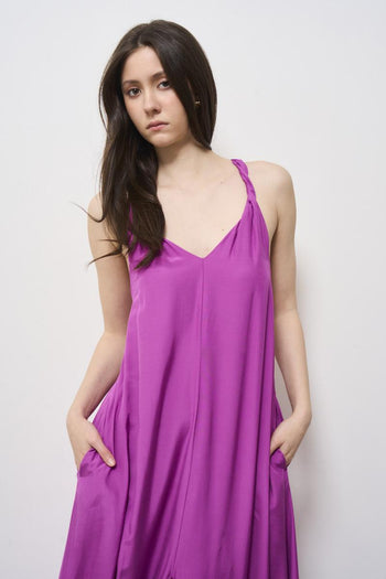 Abito donna lungo magenta - 6