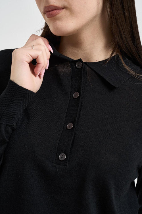 Polo donna manica lunga nera - 2
