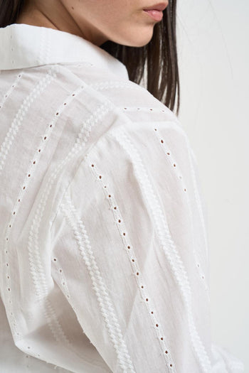 Camicia donna con ricami bianca - 5
