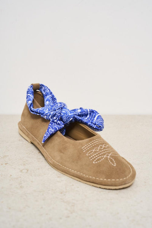 Women's beige suede ballerina - 2