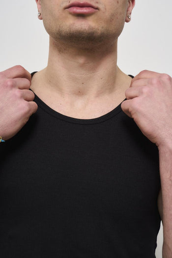 Men's black crew neck tank top - 7