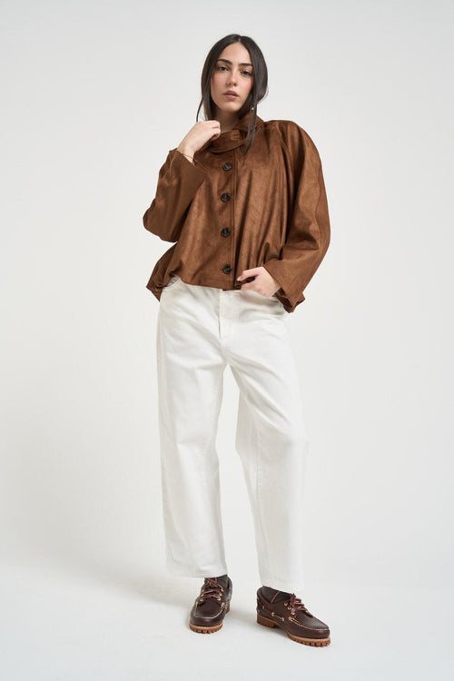 Bomber donna in suede cuoio - 1