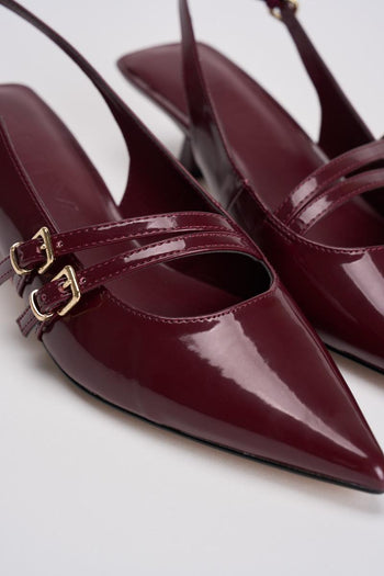 Slingback donna in vernice bordeaux - 3