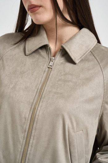 Giacca donna in suede verde salvia - 3