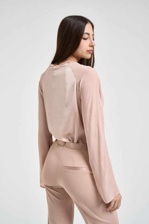 Blusa donna manica svasata cipria - 2