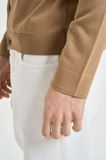 Cardigan uomo scollo a V cammello - 4