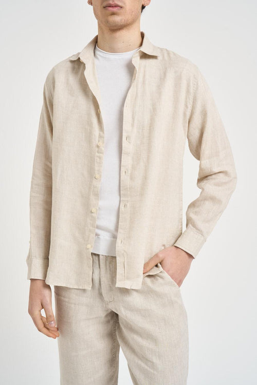 Camicia uomo in lino panna - 2