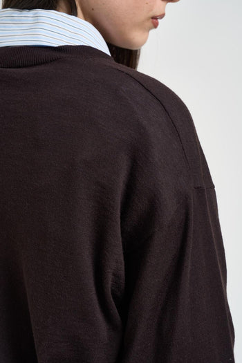 Maglia donna scollo a V marrone - 5