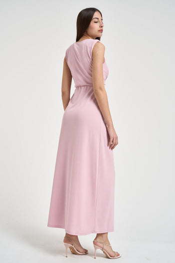 Abito lungo donna fluido rosa - 4