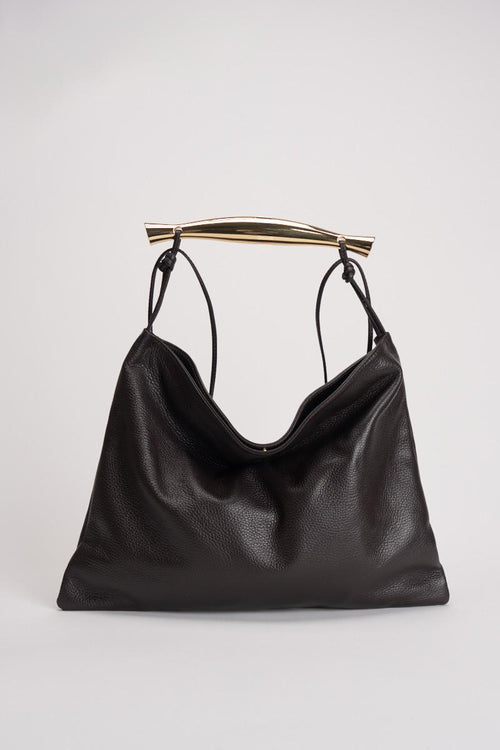 Borsa donna in pelle martellata moro