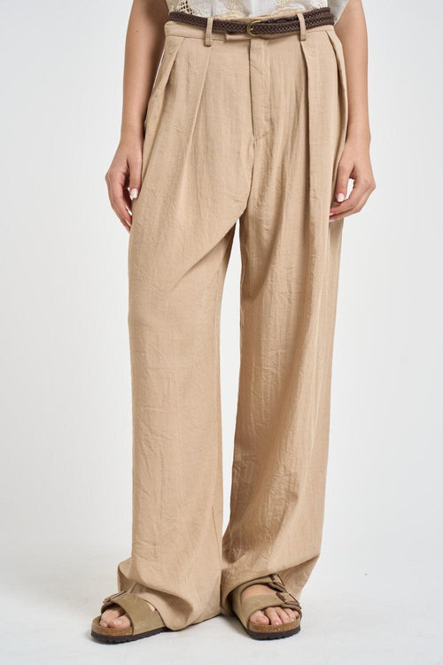 Pantalone donna a palazzo beige