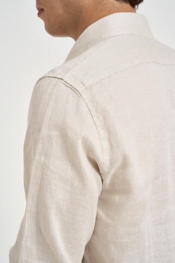 Camicia uomo in lino sabbia - 6
