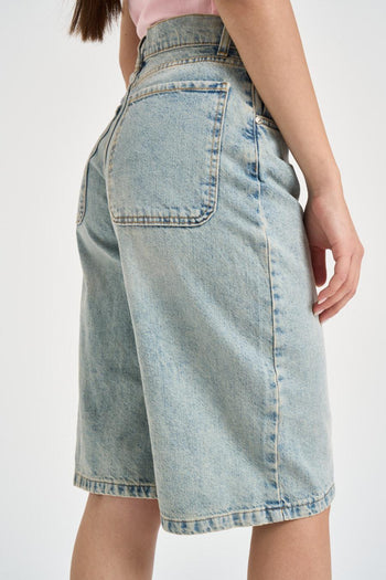 Bermuda donna in denim chiaro - 4