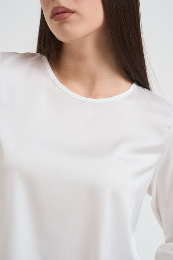 Blusa donna satinata bianca - 4
