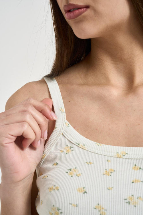 Top donna stampa floreale gialla - 2