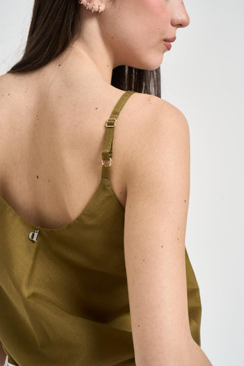 Canotta donna scollo a V verde oliva - 4