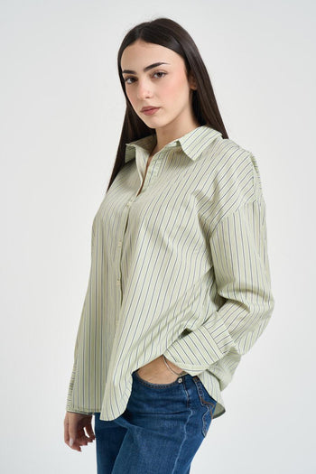 Camicia donna a righe verde - 3