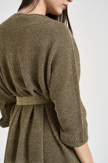 Cardigan donna con cintura bronzo - 4