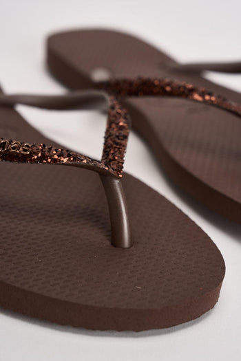 Infradito donna con glitter marrone - 4