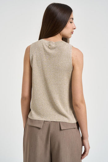 Top donna smanicato lurex oro - 3