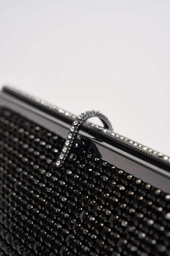Borsa donna clutch con strass nera - 4