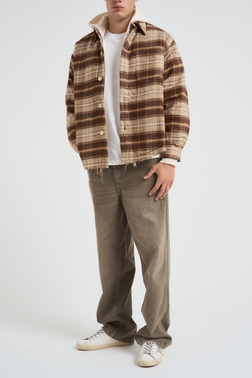 Camicia uomo a quadri marrone e beige