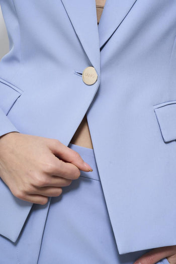 Women's single-breasted light blue jacket - 5