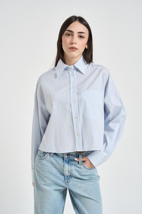 Camicia donna Eden a righe celeste