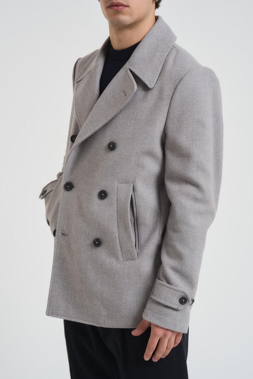 Cappotto uomo corto doppiopetto grigio chiaro - 2