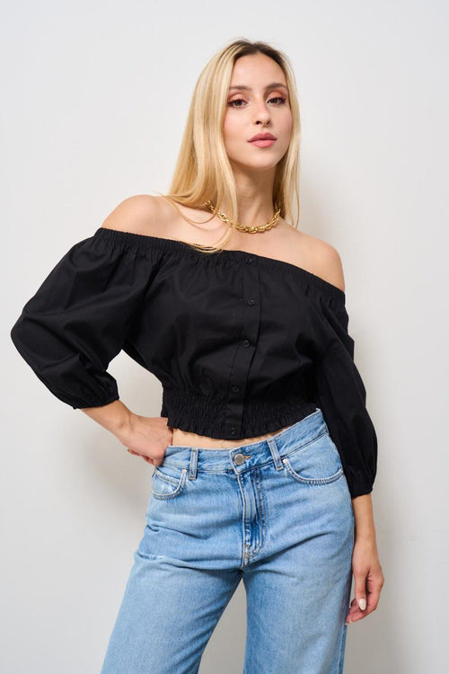 Top donna cropped nero
