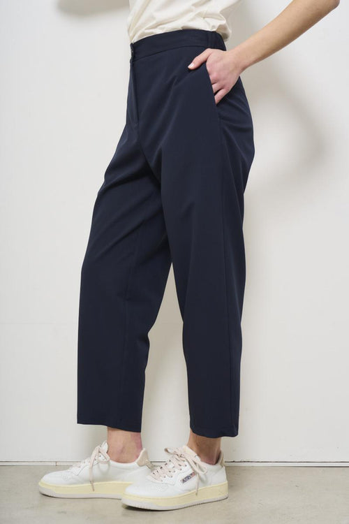 Women's carrot fit blue trousers - 2