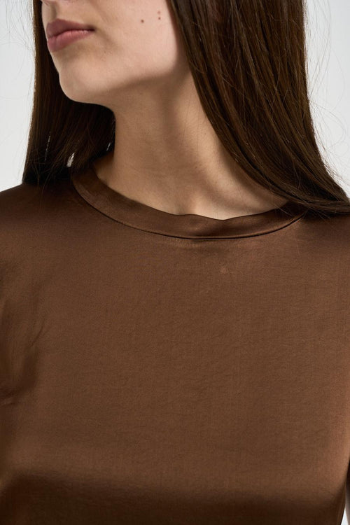 T-shirt donna girocollo marrone - 2