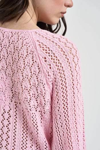 Maglia donna traforata rosa - 4