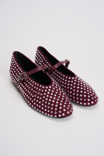Ballerine donna bordeaux con borchie argento - 3