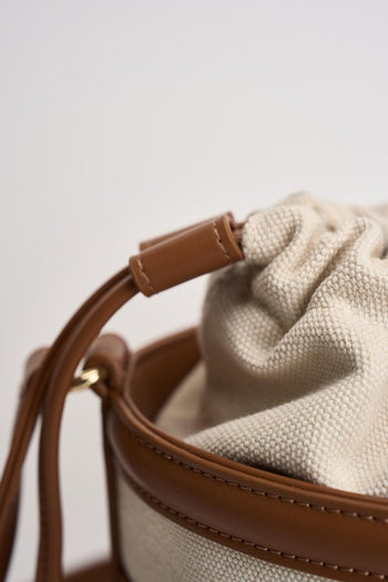 Secchiello donna cuoio e beige - 3