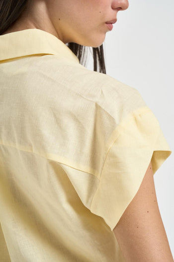 Camicia donna a maniche corte gialla - 5