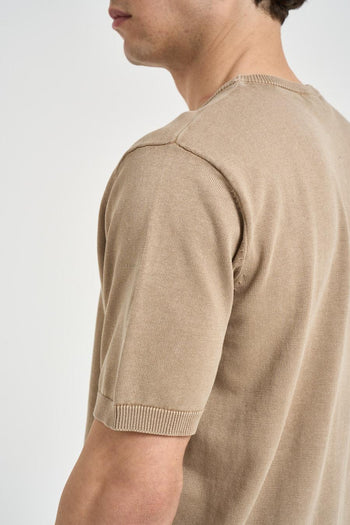 T-shirt uomo in maglia beige - 4