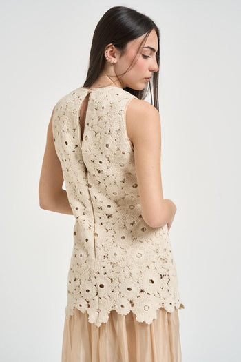 Abito donna in pizzo beige - 4