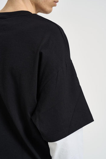 T-shirt uomo struttura a doppio strato bianca e nera - 6